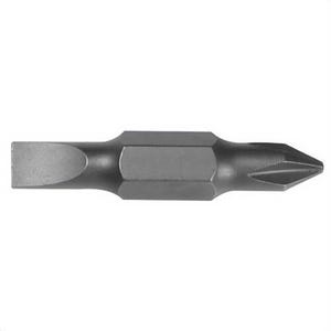 Klein® 32482 Screwdriver Insert Bit, Double End Replacement, #1 x 3/16 in point, Phillips®/Slotted point, Hex Shank, S2 Steel, Carbide
