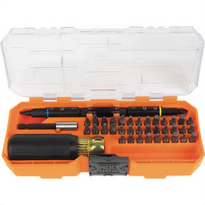 Klein® 32501HD Knect™ Impact-Rated Multi-Bit Screwdriver/Nut Driver Set, Steel, Yellow/Black, 4.3 in L Handle, 46 pc