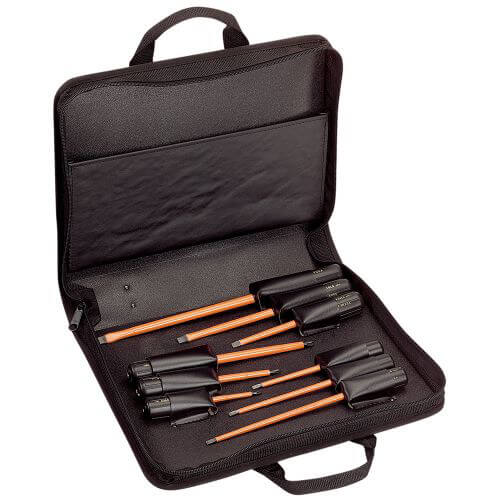 Klein® 33528 Screwdriver Kit, 9 pcs, Plastic, Polished Chrome
