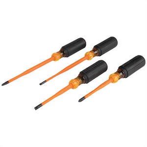 Klein® 33734INS Slim-Tip Screwdriver Set, 4 pcs, ASTM F-1505-16, IEC 60900:2018, Plastic/Steel