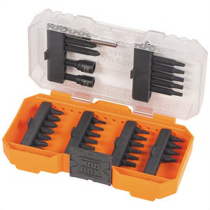 Klein® 33800 Impact Driver Bit Set, for use with Impact Drivers, Magnetic, S2 Tool Steel, 35 pc