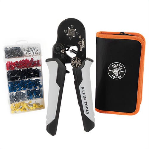 Klein® 34060 Ratcheting Ferrule Square Crimper Set with 10 to 22 AWG Wire, Ergonomic Grip, Steel