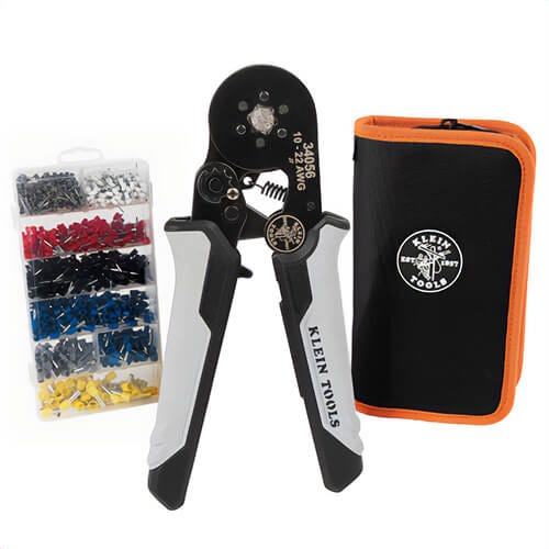 Klein® 34061 Ratcheting Ferrule Hex Crimper Set with 10 to 22 AWG Wire, Ergonomic Grip, Steel
