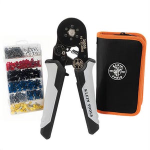 Klein® 34061 Ratcheting Ferrule Hex Crimper Set with 10 to 22 AWG Wire, Ergonomic Grip, Steel