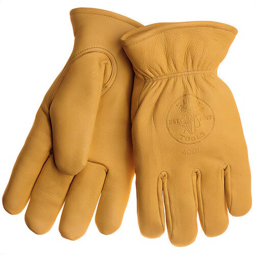Klein® 40018 Premium Grade General Purpose Gloves, Work, Gunn Cut Style, XL, Deerskin Leather Palm, Deerskin Leather, Yellow, Pile Lining