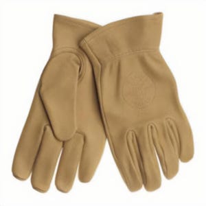 Klein® 40023 General Purpose Gloves, Work, Gunn Cut Style, XL, Premium Cowhide, Natural Light Tan, Elastic/Shirred Cuff