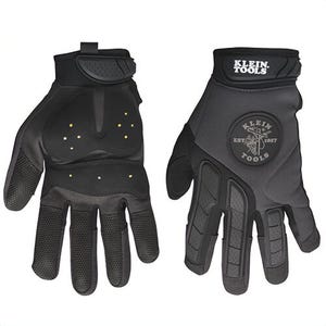 Klein® 40214 Journeyman™ Armortex® Breathable Grip Gloves, M, Synthetic Leather Palm, Thermo Plastic Rubber, Black