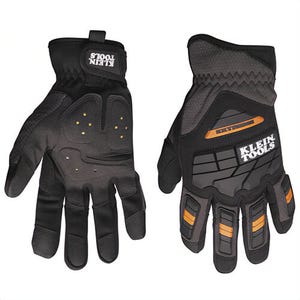 Klein® 40218 Journeyman™ EXTreme™ General Purpose Gloves, L, Synthetic Leather Palm, TPR, Black, Slip-On Cuff, Bright Coating