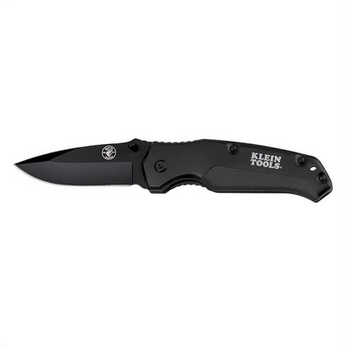 Klein® 44220 Pocket Knife, 440A Stainless Steel Drop Point Blade, 3-1/2 in L Blade, Rubber Grip, Yes