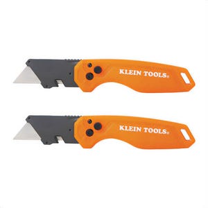 Klein® 44313 Folding Utility Knife Set, Plastic, Orange, 2.4 in x 1 in Blade, 2 pk