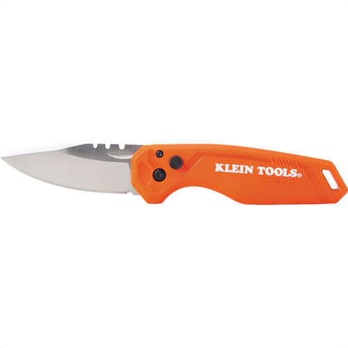 Klein® 44320 FlickBlade Folding Pocket Knife, Steel, Plastic, Orange, 0.11 in x 2.9 in Blade