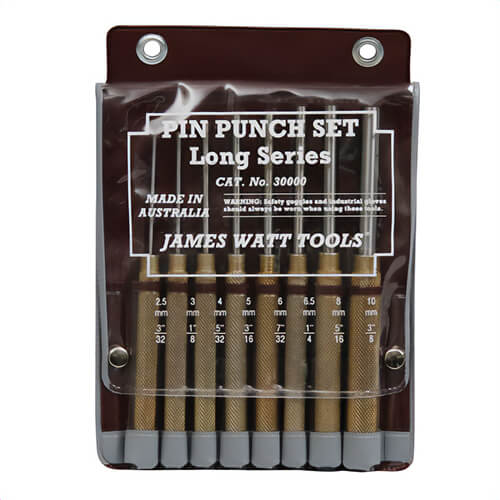 Klein® 4PPLSET8 8 pc Long Pin Punch Set, 3/32 to 25/64 in dia, 2-5/32 to 2-3/4 in OAL, Steel Tip