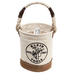 Klein® 5104MINI Bucket Bag, Mini Bottom, 4-1/2 in dia Size, 6 in Overall Height, Canvas/Leather