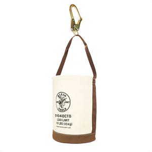 Klein® 5104OCTO Bucket Bag, Bottom, 12 in dia Size, 15 in Overall Height, 100 lb Capacity, Canvas/Leather