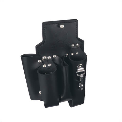 Klein® 5118P4 Lineman's Tool Pouch, 4 pocket, Leather, Black, 11 in H x 8 in W