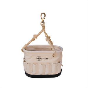 Klein® 5152S Oval Bucket, 7 in OAW, 7-1/4 in Overall Depth, 10 in Overall Height, 41 Pocket, #6 Canvas, Natural