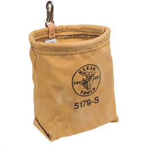 Klein® 5179S Tool Pouch, 1 pocket, 7 in dia Top, Canvas, Tan, 7-1/2 in L x 7 in W x 3-1/2 in H, Up to 4.5 in Belt Width