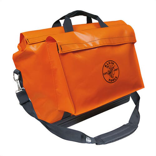 Klein® 5181ORA Equipment Tool Bag, Large, 24 in L x 10 in W x 20 in H Outside, Vinyl, Orange, 1 Compartment