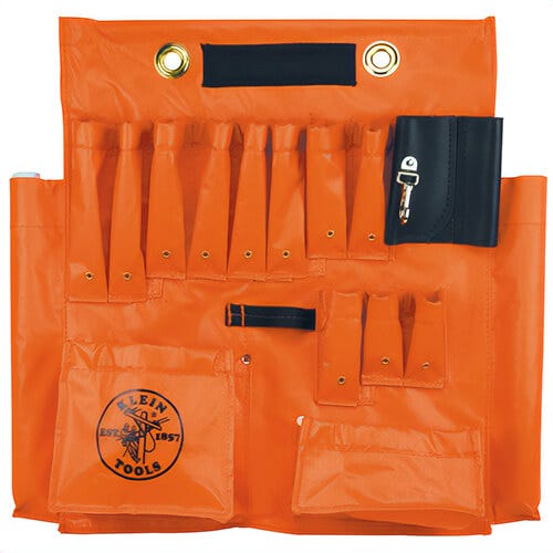 Klein® 51829M Aerial Apron with Magnet, 18 Pockets, Vinyl, Orange