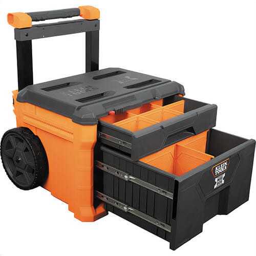 Klein® 54801MB MODbox™ Rolling Tool Box with 2 Drawers, Impact Resistant Polymers, Orange