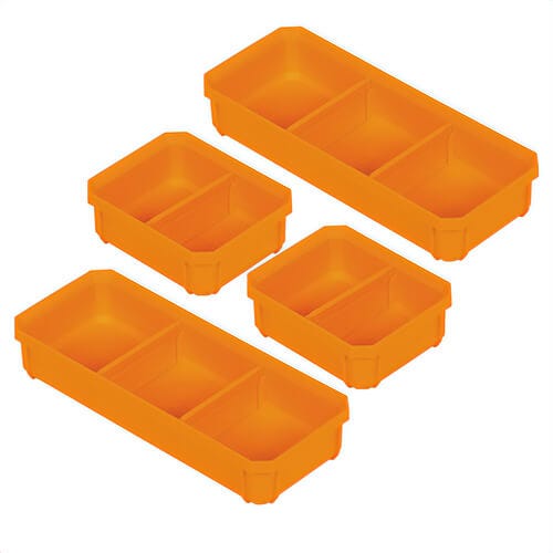 Klein® 54810MB MODbox™ Replacement Bins, Short, Plastic, Orange, 4 pk