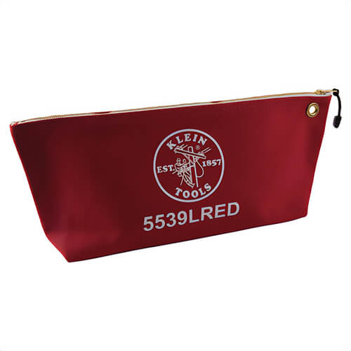 Klein® 5539LRED Canvas Tool Bag, Large Wide-Bottom, 18 in L x 3-1/2 in W x 8 in H Outside, No. 8 Canvas, Red