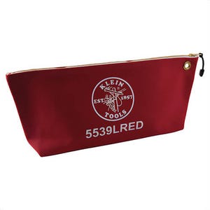 Klein® 5539LRED Canvas Tool Bag, Large Wide-Bottom, 18 in L x 3-1/2 in W x 8 in H Outside, No. 8 Canvas, Red