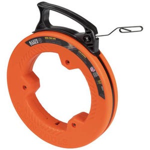 Klein® 56331 Fish Tape, 0.125 in W x 0.045 in Thick Tape, 50 ft L Tape, Double Loop Profile, Steel Tape, Black/Orange