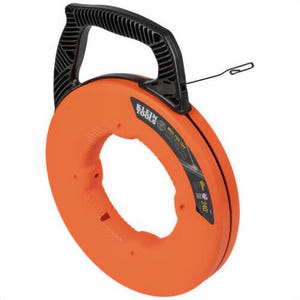 Klein® 56334 Double Loop Fish Tape, 0.125 in W x 0.062 in Thick Tape, 240 ft L Tape, High Carbon Steel Tape, Black/Orange