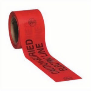 Klein® 58003 Barricade and Warning Tape, 1000 ft Length, 3 in Width, 2.5 mil Thickness, Polyethylene, Black on Red