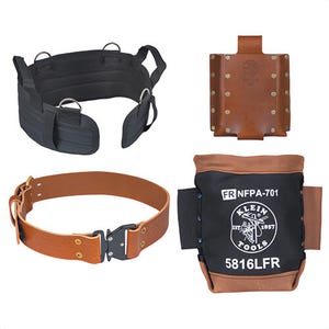 Klein® 5800HPBL Rodbuster Toolbelt Set, Leather, Steel, Brass, Brown/Black, Large