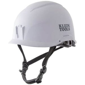 Klein® 60145 Non-Vented Type 1 Safety Helmet, 6.5 Fits Mini Hat, 8 Fits Max Hat, ANSI Electrical Class: E, ANSI Impact Rating: ANSI Z89.1-2014