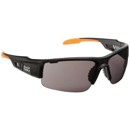 Klein® 60162 Professional Safety Eyewear, Anti-Fog/Scratch-Resistant, Gray Lens, Semi-Framed, Black/Orange, ABS/PC/Nylon Frame