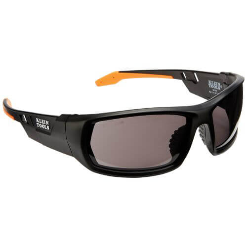 Klein® 60164 Professional Safety Eyewear, Anti-Fog/Scratch-Resistant, Gray Lens, Full Frame Frame, Black/Orange