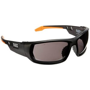 Klein® 60164 Professional Safety Eyewear, Anti-Fog/Scratch-Resistant, Gray Lens, Full Frame Frame, Black/Orange