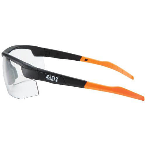 Klein® 60174 Standard Safety Eyewear Combo, Anti-Fog/Scratch-Resistant, Clear/Gray Lens, Semi-Framed Frame, Black/Orange