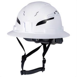 Klein® 60401T2 Type-2 Hard Hat, Vented Full Brim Style, Class C, 6-Point, White, PC/ABS, 6.5 in to 8 in