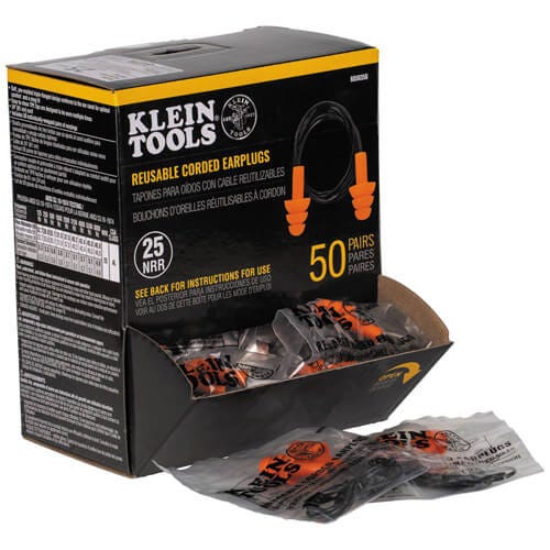 Klein® 6050350 Corded Earplugs, 50 Pair Dispenser Pack