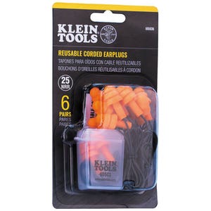 Klein® 605036 Corded Earplugs, 6 Pair Pack