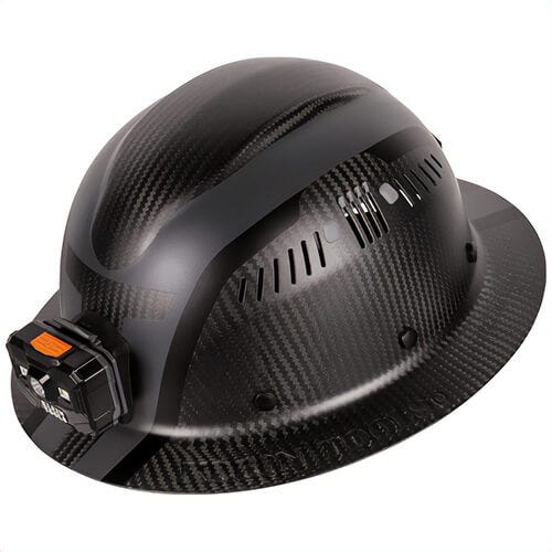 Klein® 60514 Carbon Fiber Full Brim Hard Hat with Headlamp, Spartan