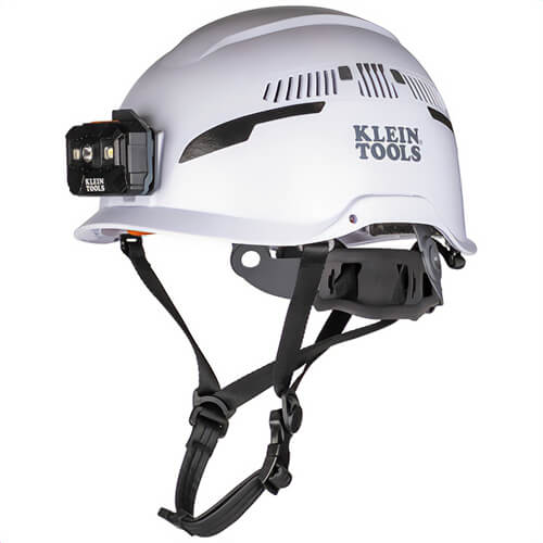Klein® 60526 Safety Helmet, Type 2, Vented Class C, with Rechargeable Headlamp