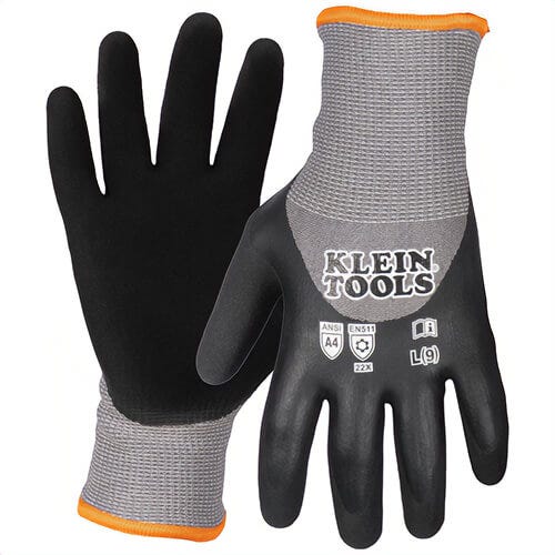 Klein® 60839 Winter Knit Dipped Gloves, Cut Level A4, Touchscreen, Unisex, Black, L