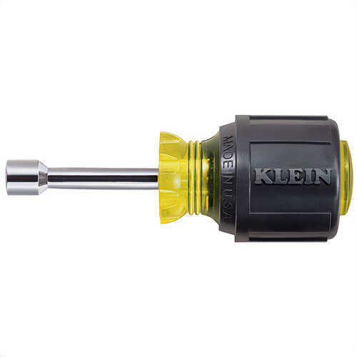 Klein® Cushion-Grip® 610-1/4M Magnetic Nut Driver, 1/4 in, Hollow Shank, Cushion Grip Handle, Polished Chrome