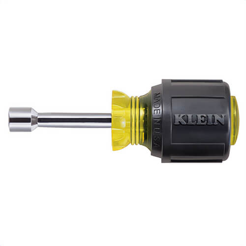 Klein® Cushion-Grip® 610-5/16M Magnetic Nut Driver, 5/16 in, Hollow Shank, Cushion Grip Handle, Polished Chrome