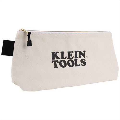 Klein® 62042 Zipper Bag, Extra-Long Canvas Tool Pouch, No. 10 Canvas, Natural, 16 in