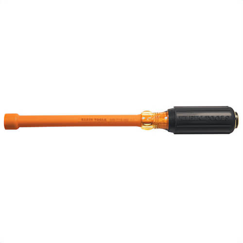 Klein® 646-7/16-INS Insulated Nut Driver, 7/16 in, Hollow Shank, Orange Cushion Grip Handle