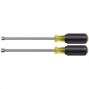 Klein® 646M Magnetic Nut Driver Set, 1/4 to 5/16 in, 2 pcs, 9-3/4 in OAL, Cushion Grip Handle, Steel