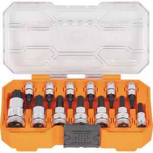 Klein® 65213TX Knurled Torx® Bit Socket Set, Chrome-Vanadium, Steel, 13 pc, Includes: (13) Torx Bits, MODbox™ Case