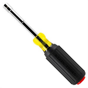Klein® 65414 Color-Coded Hollow-Shaft Heavy-Duty Nut Driver, Alloy Steel, Red, 1.25 in Handle, 3.5 in Shaft, 1/4 in