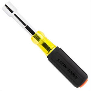 Klein® 654916 Color-Coded Hollow-Shaft Heavy-Duty Nut Driver, Alloy Steel, Orange, 1.25 in Handle, 3.5 in Shaft, 9/16 in